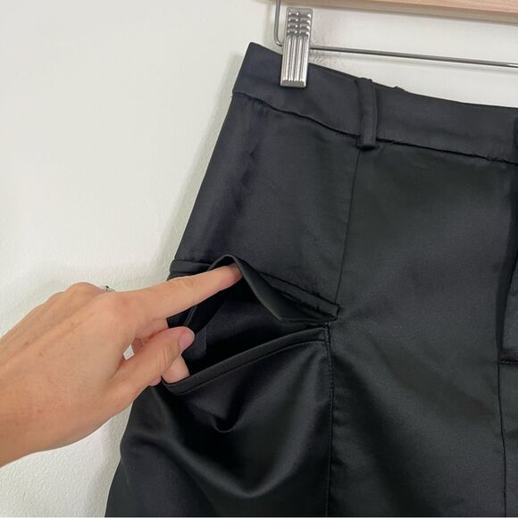 Zara Black Satin Effect Cargo Mini Skirt NEW Size Medium - Picture 5 of 8